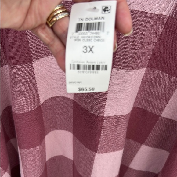 NWT Alfani Pink Cowl Neck Sweater with Plaid Design Size 3X - Picture 2 of 6